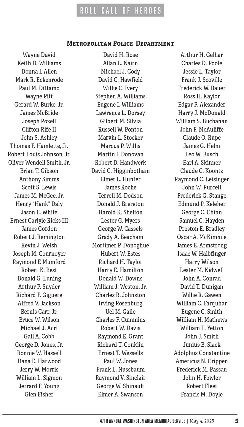 Roll Call of Fallen MPD Heroes